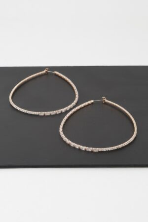 Large Rhinestone Oval Hoop Earrings – Elongated Sparkle