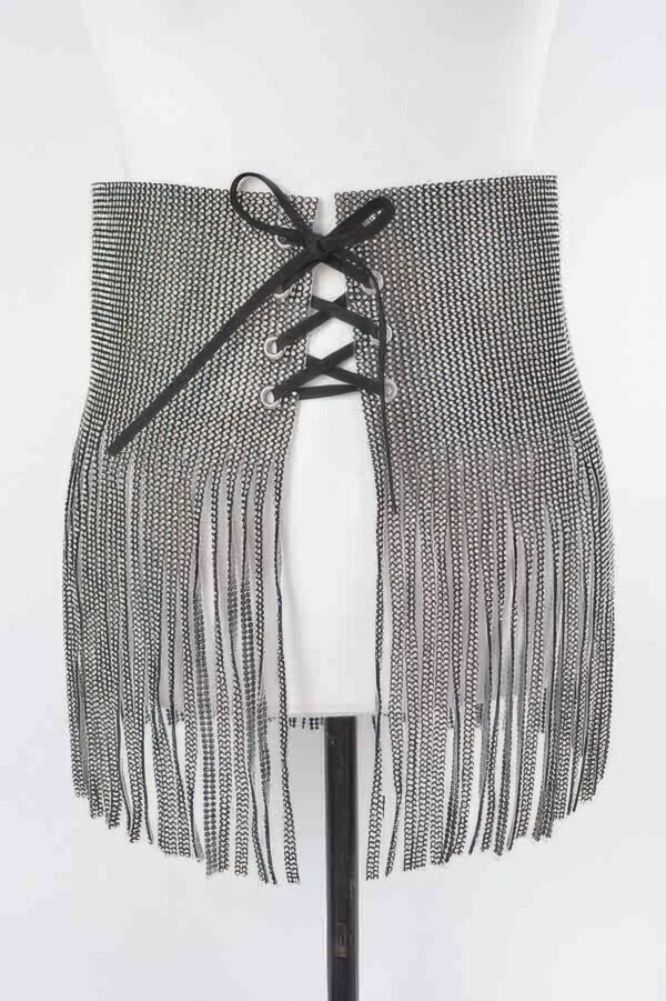 Rhinestone Fringe Belt – Cascading Waist Accent
