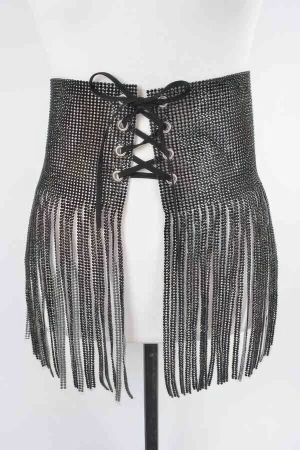 Rhinestone Fringe Belt – Cascading Waist Accent