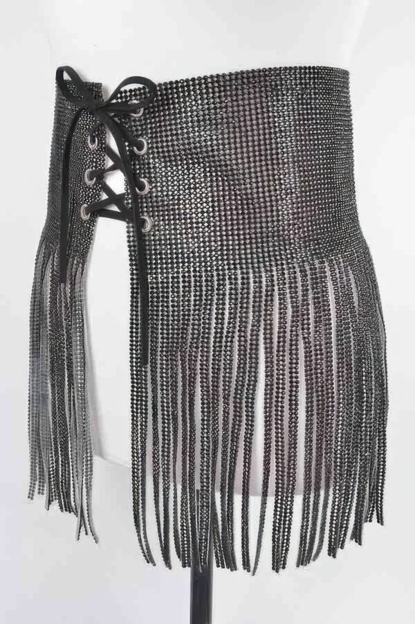 Rhinestone Fringe Belt – Cascading Waist Accent