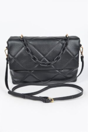 Quilted Faux Leather Chain Shoulder Bag