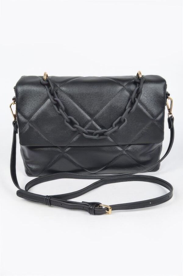 Quilted Faux Leather Chain Shoulder Bag