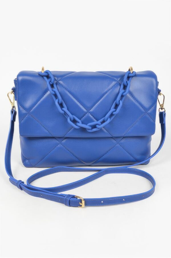 Quilted Faux Leather Chain Shoulder Bag