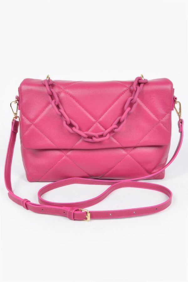 Quilted Faux Leather Chain Shoulder Bag