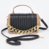 Pleated Faux Leather Chain Strap Crossbody Bag