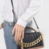 Pleated Faux Leather Chain Strap Crossbody Bag