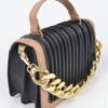 Pleated Faux Leather Chain Strap Crossbody Bag
