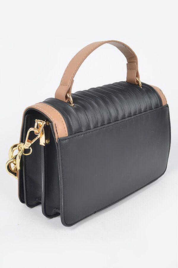 Pleated Faux Leather Chain Strap Crossbody Bag
