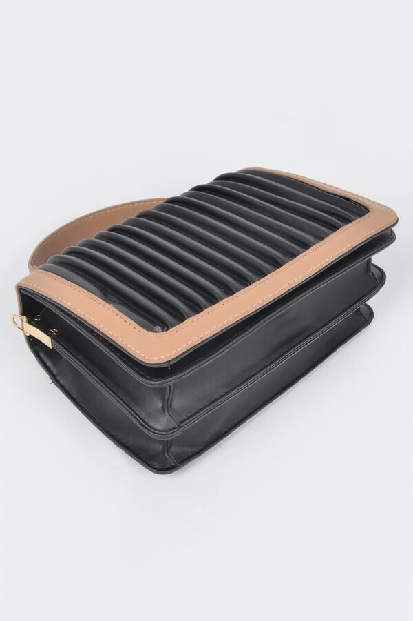 Pleated Faux Leather Chain Strap Crossbody Bag