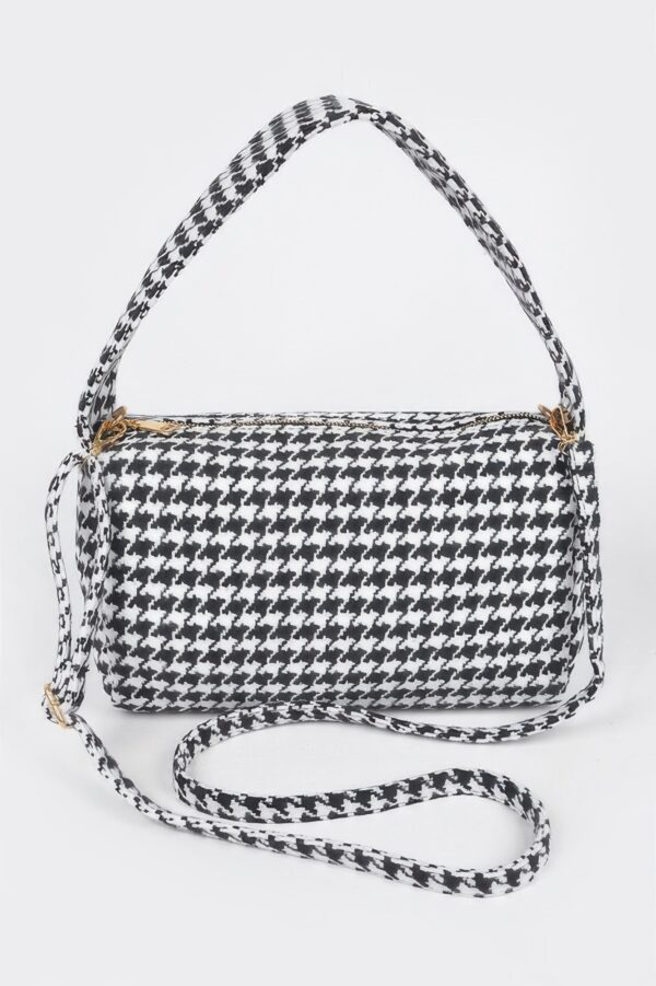 Houndstooth Knit Shoulder Bag – Structured Silhouette