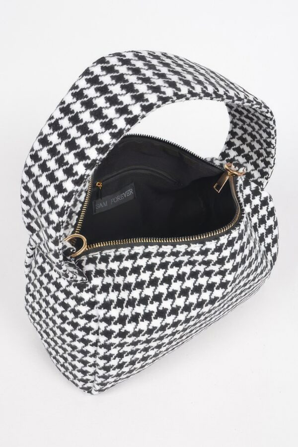 Houndstooth Knit Shoulder Bag – Structured Silhouette