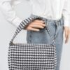 Houndstooth Knit Shoulder Bag – Structured Silhouette