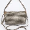 Houndstooth Knit Shoulder Bag – Structured Silhouette