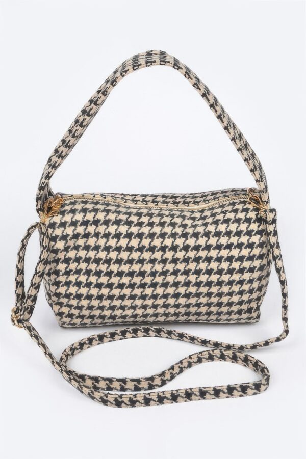 Houndstooth Knit Shoulder Bag – Structured Silhouette