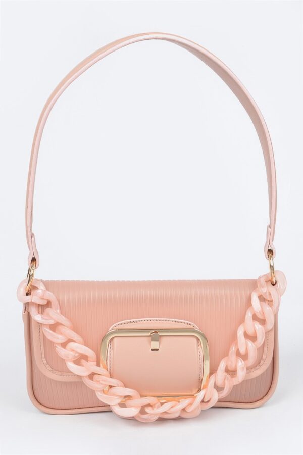 Translucent Buckle Crossbody Bag with Chain