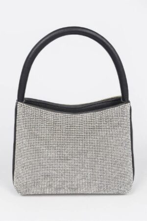 Rhinestone Structured Top-Handle Evening Bag