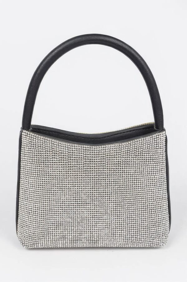 Rhinestone Structured Top-Handle Evening Bag