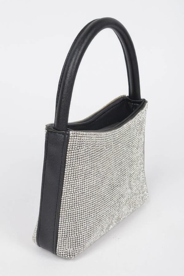 Rhinestone Structured Top-Handle Evening Bag