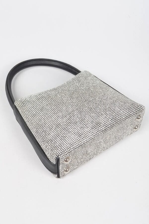 Rhinestone Structured Top-Handle Evening Bag