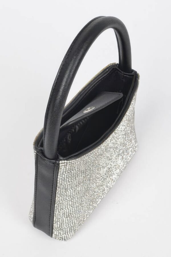 Rhinestone Structured Top-Handle Evening Bag
