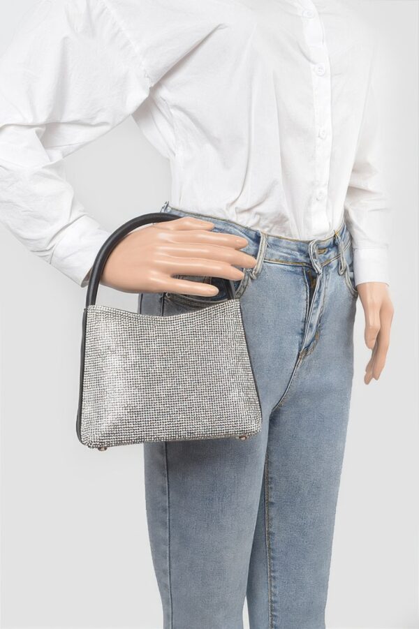 Rhinestone Structured Top-Handle Evening Bag