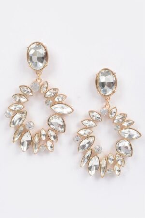 Rhinestone Dangle Earrings – Elongated Cascade