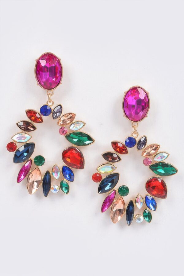 Rhinestone Dangle Earrings – Elongated Cascade