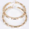 Rectangle Rhinestone Hoop Earrings – 3 x 3 Inch Geometric