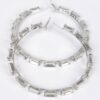 Rectangle Rhinestone Hoop Earrings – 3 x 3 Inch Geometric