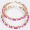 Rectangle Rhinestone Hoop Earrings – 3 x 3 Inch Geometric