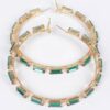 Rectangle Rhinestone Hoop Earrings – 3 x 3 Inch Geometric