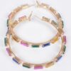 Rectangle Rhinestone Hoop Earrings – 3 x 3 Inch Geometric
