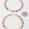 Rectangle Rhinestone Hoop Earrings – 3 x 3 Inch Geometric