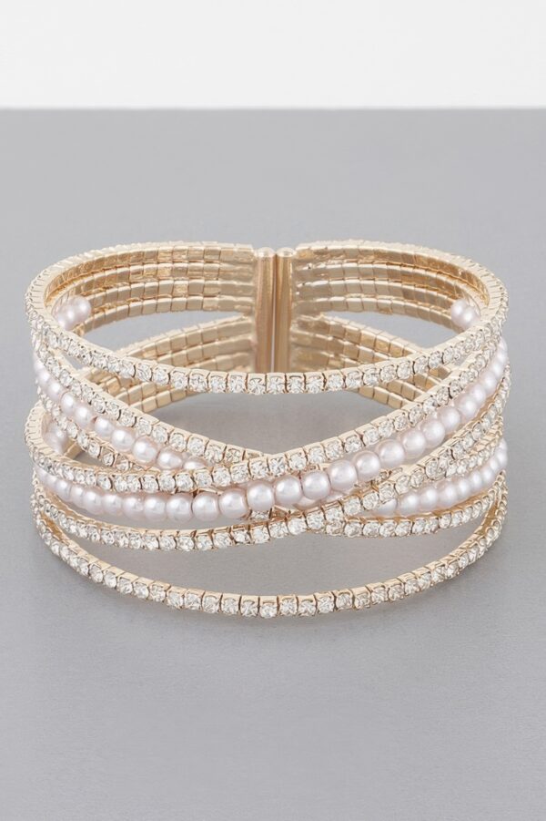 Multi Cross Jewel Cuff Bracelet – Open Bold Silhouette
