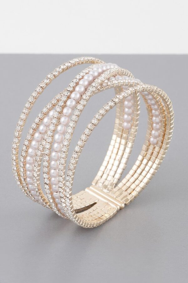 Multi Cross Jewel Cuff Bracelet – Open Bold Silhouette
