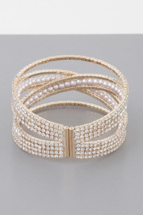 Multi Cross Jewel Cuff Bracelet – Open Bold Silhouette