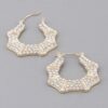 Curved Shoehorn Hoop Earrings with Rhinestones