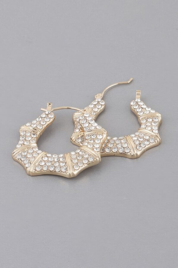 Curved Shoehorn Hoop Earrings with Rhinestones