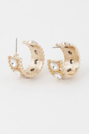 Wide Crystal Hoop Earrings – 1in Shimmer Hoops