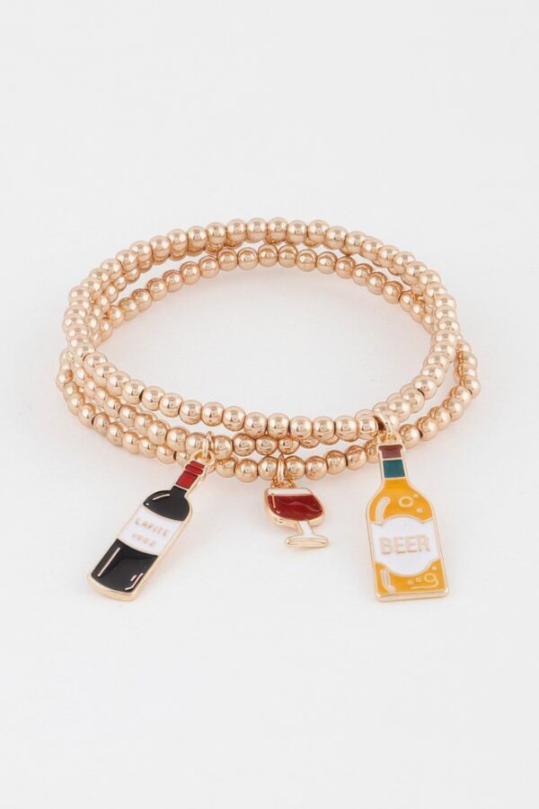Beaded Alcohol Charm Stretch Bracelet