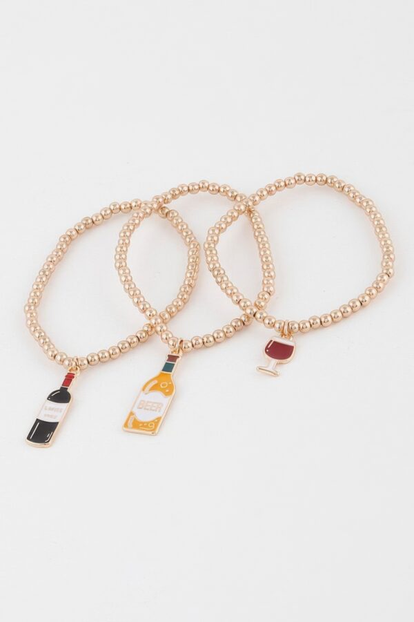 Beaded Alcohol Charm Stretch Bracelet