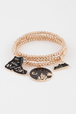 Hiking Charm Beaded Stretch Bracelet – Nature Motif