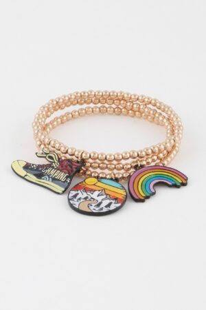Beaded Travel Charm Bracelet – Polished Beads