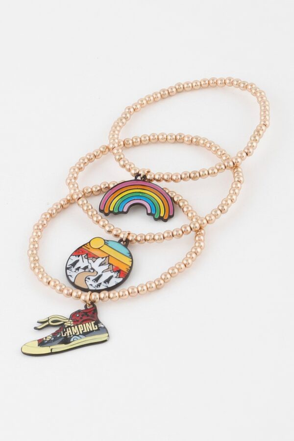 Beaded Travel Charm Bracelet – Polished Beads