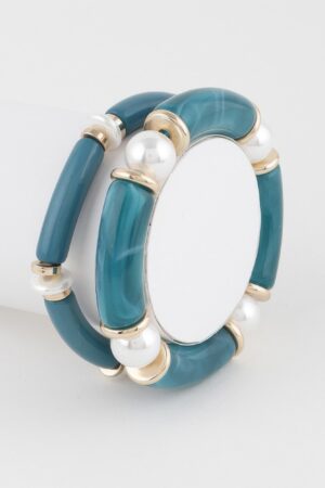 Double-Layer Marble Stretch Bracelet – Polished Finish