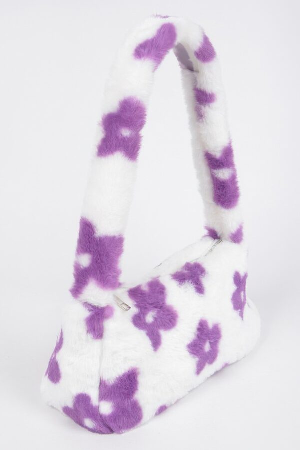 Faux Wool Floral Shoulder Bag – Compact Shape