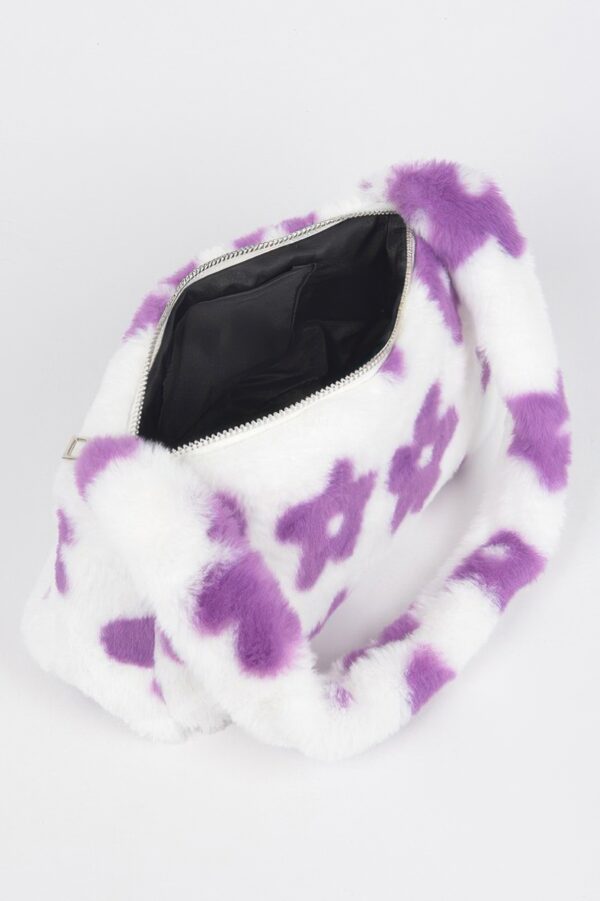 Faux Wool Floral Shoulder Bag – Compact Shape