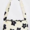 Faux Wool Floral Shoulder Bag – Compact Shape