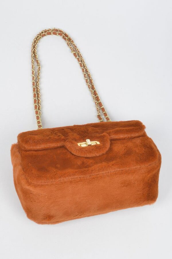 Faux Wool Flap Shoulder Bag – Textured Compact Satchel
