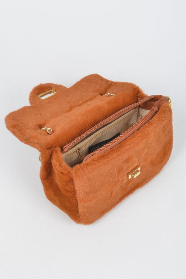 Faux Wool Flap Shoulder Bag – Textured Compact Satchel
